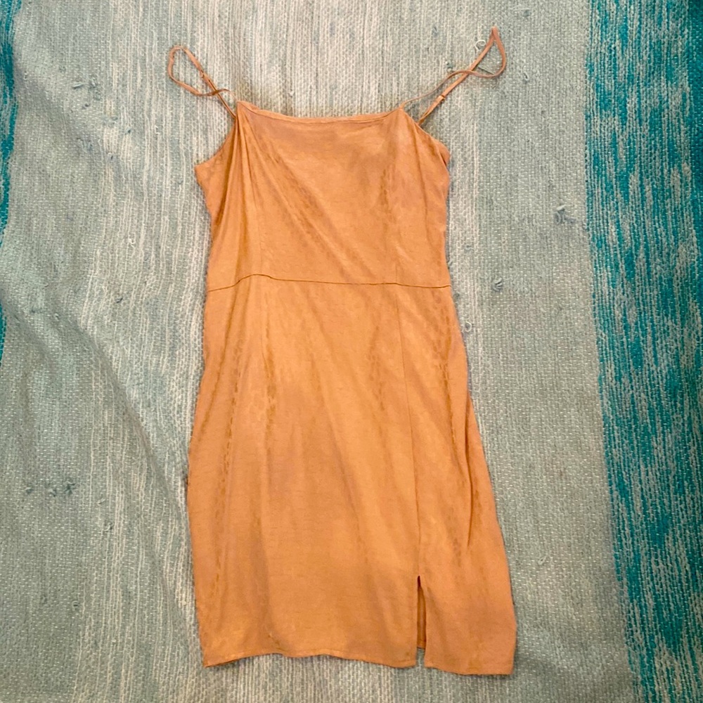 Beige Cheetah Print Slit Dress (Small)